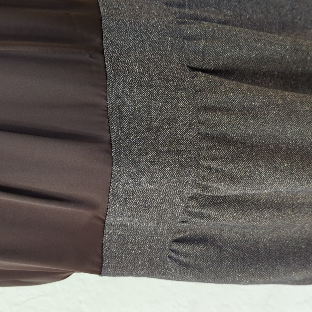The Limited Dark Brown Satin and Herringbone Tweed Professional Dress Size 12 - Picture 4 of 11
